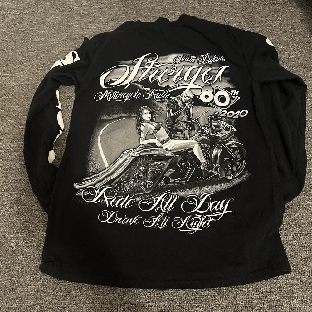 Milwaukee Sturgis Motorcycle Rally 2020 80th Men's Small Skeleton Girl Black